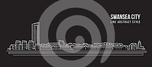 Cityscape Building Line art Vector Illustration design -  Swansea city photo