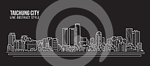 Cityscape Building Line art Vector Illustration design - Taichung city