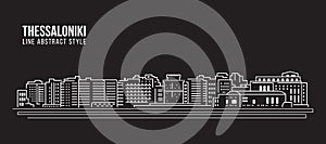 Cityscape Building Line art Vector Illustration design - thessaloniki city