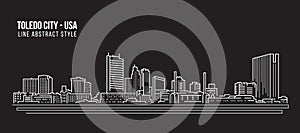 Cityscape Building Line art Vector Illustration design - Toledo city USA