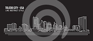 Cityscape Building Line art Vector Illustration design - Toledo city USA photo