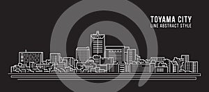 Cityscape Building Line art Vector Illustration design - Toyama city