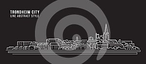 Cityscape Building Line art Vector Illustration design - Trondheim city