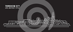 Cityscape Building Line art Vector Illustration design - Trondheim city photo