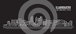 Cityscape Building Line art Vector Illustration design - Ulaanbaatar city