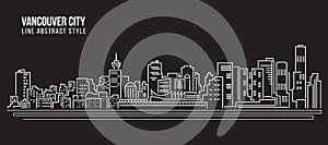 Cityscape Building Line art Vector Illustration design - Vancouver city