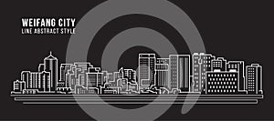Cityscape Building Line art Vector Illustration design - Weifang city