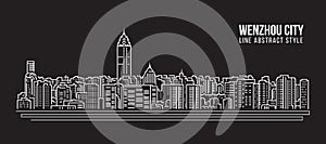 Cityscape Building Line art Vector Illustration design - Wenzhou city