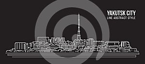 Cityscape Building Line art Vector Illustration design - Yakutsk city