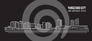 Cityscape Building Line art Vector Illustration design - Yangzhou city