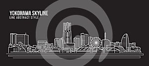 Cityscape Building Line art Vector Illustration design - Yokohama city skyline