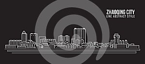 Cityscape Building Line art Vector Illustration design - Zhaoqing city