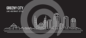 Cityscape Building panorama Line art Vector Illustration design - Grozny city