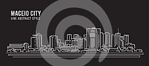 Cityscape Building panorama Line art Vector Illustration design - Maceio city