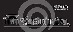 Cityscape Building panorama Line art Vector Illustration design - Niteroi city