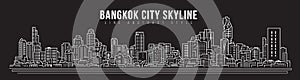 Cityscape Building skyline panorama Line art Illustration design - Bangkok city