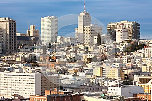 Cityscape of buildings at Nob Hill neighborhood in San Francisco photo