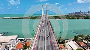 Cityscape cable stayed bridge at Natal Rio Grande do Norte Brazil.