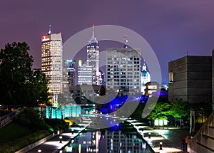 Cityscape from Canal Walk in Indianapolis, Indiana