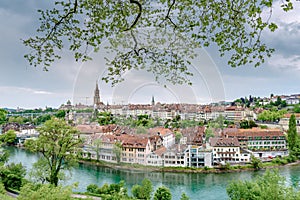 Cityscape Capital City of Bern, Switzerland, Panoramic Scenery Old Town City View and Swiss Architecture Historical Building in
