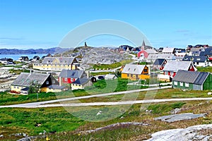 Cityscape of the capital of Greenland, the largest island at the end of the world