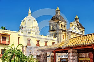 Cityscape of Cartagena Colombia with Church of Saint Peter Claver