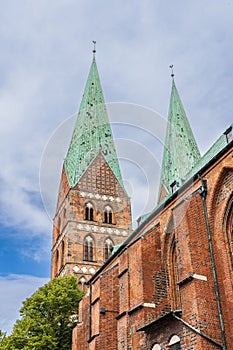 Cityscape cathedral Lubeck in Germany