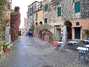 Cityscape of cervo, imperia, liguria, italy