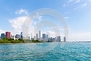 Cityscape of Chicago in a summer day