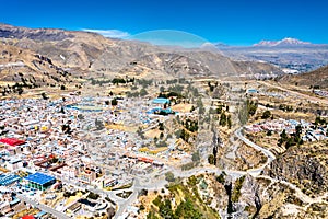 Cityscape of Chivay town in Peru