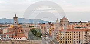 Cityscape with Church of San Ferdinando in Livorno, Italy