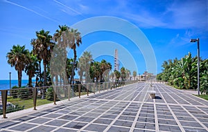 Cityscape of Civitavecchia in Italy: view of promenade.