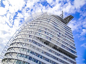 Cityscape coast and landscape dike panorama of Bremerhaven Germany