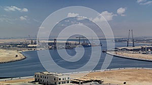 Cityscape coastline of Ajman from rooftop day timelapse. photo