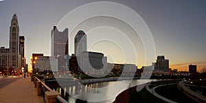 Cityscape of Columbus Ohio at dawn