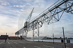 Cityscape of Copenhagen, northern docks with industrial construction