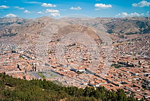 Cityscape of Cuzco, Peru with Center of the Colonial Old Town