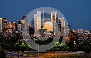 Cityscape of Denver Colorado at night