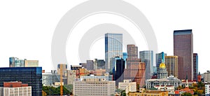 Cityscape of Denver Colorado, USA isolated on white background