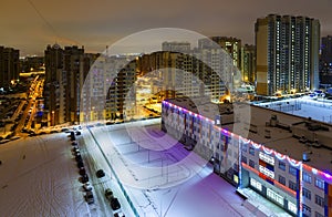 Cityscape of dormitory area of Saint Petersburg, Russia