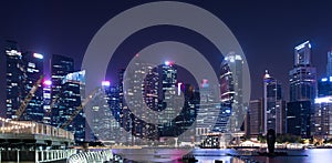 Cityscape downtown. Night city urban skyline Singapore