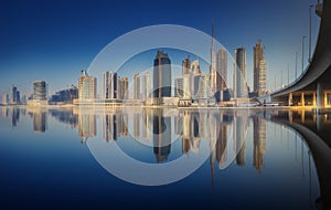 Cityscape of Dubai and panoramic view of Business bay, UAE