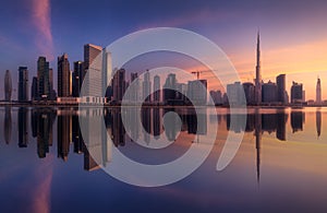 Cityscape of Dubai and panoramic view of Business bay, UAE