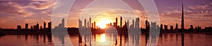 Panoráma města Dubaj východ slunce 