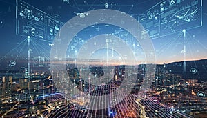 Futuristic Digital Particles Forming Data Mesh Structure