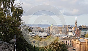 Cityscape of Edinburgh, Scotland featuring the Old Town's stone buildings