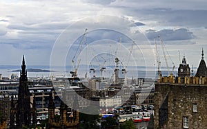 Cityscape Edinburgh skyline old & new architecture