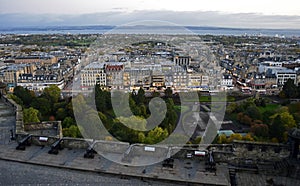 Cityscape Edinburgh skyline old and new architecture