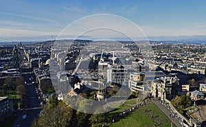 Cityscape Edinburgh skyline old and new architecture