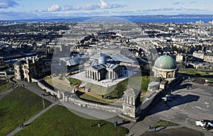 Cityscape Edinburgh skyline old and new architecture